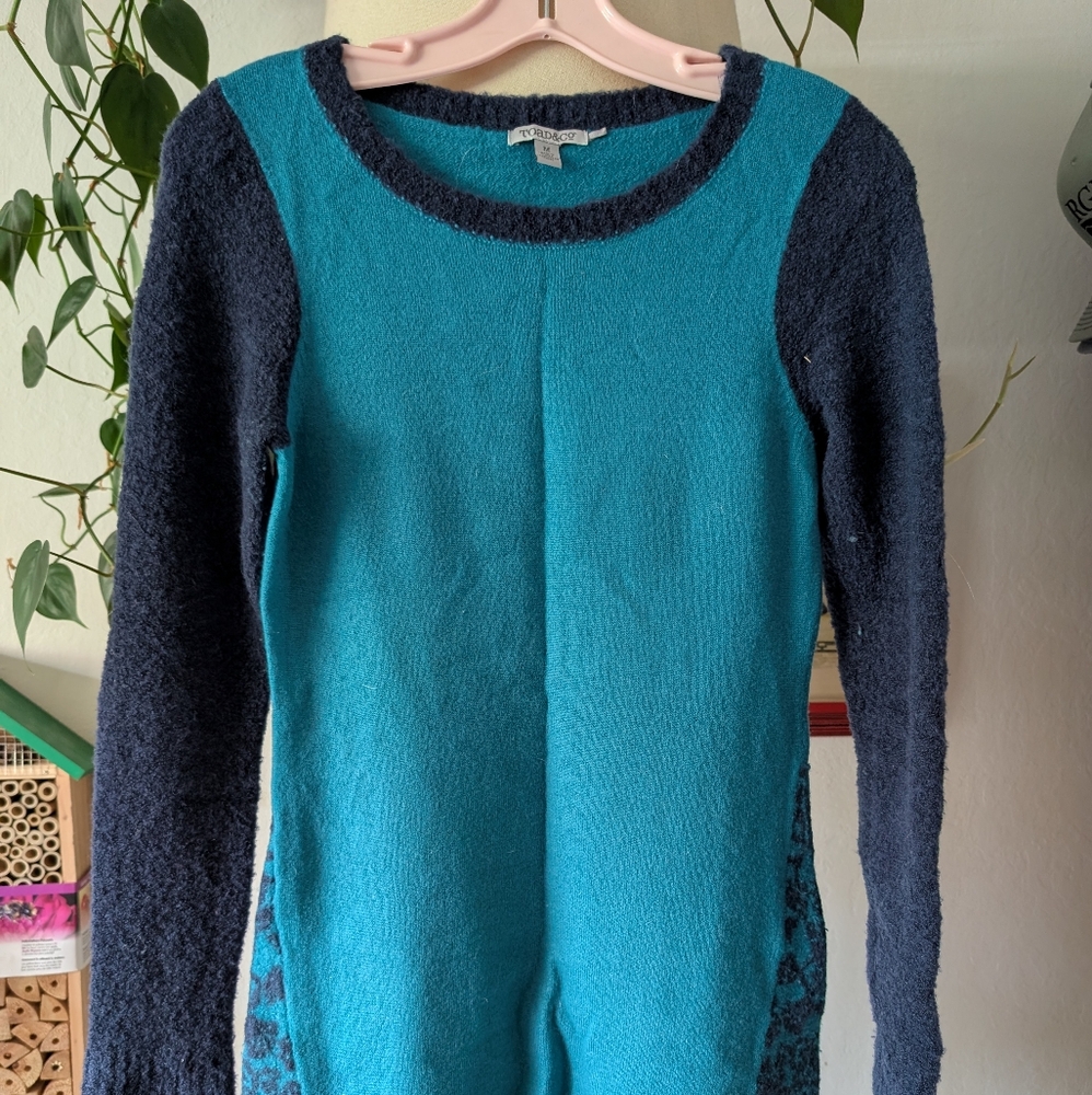 Toad & Co. Teal And Navy Wool Sweater